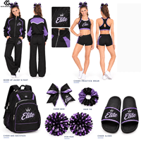 Ensemble de survêtement personnalisé par sublimation pour équipe de cheerleading, veste et pantalon, avec strass, pour entraînement de danse