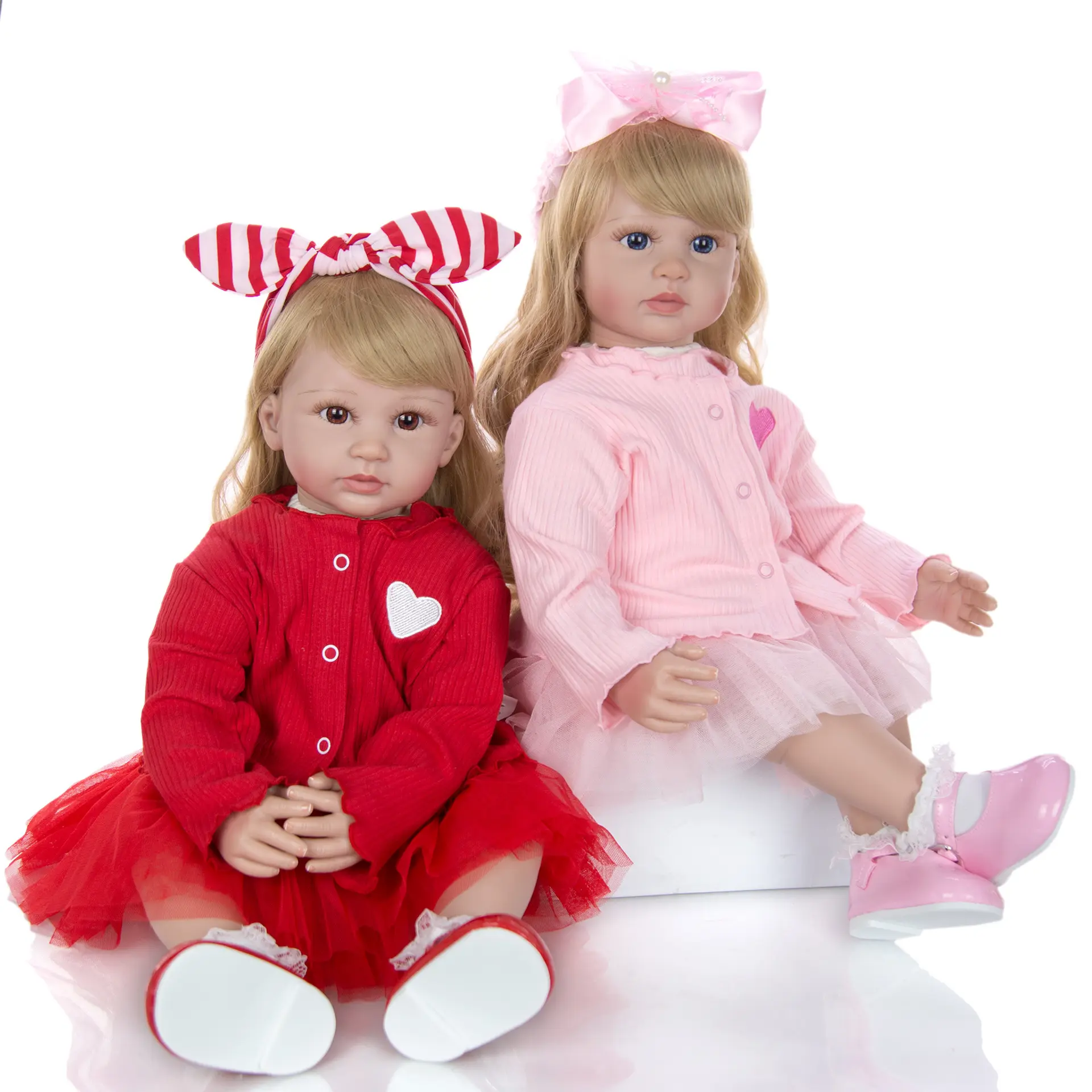 Hot sell reborn doll 60cm twin sisters Girl lifelike reborn baby dolls soft silicone for girl's gift Baby Doll