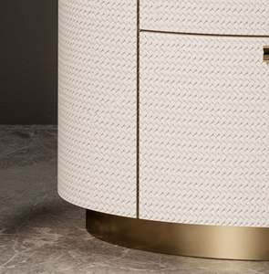 Mesita de Noche Inteligente Moderna de Alta Gama Italiana, Diseño de Lujo en Madera Maciza, Gabinete de Almacenamiento Ovalado con Luz LED Gratis - Product Image 5