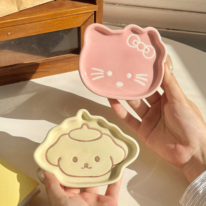 Simpatici Piattini per Salse in Porcellana a Forma di Gatto, Stile Giapponese, Dipinti a Mano, 4 Pollici - Product Image 3