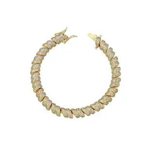 Hawaiian Dubai Gold Stone Bangles Models Design Ethnic 8Mm Micro Inlaid Diamond American Bangles And Bracelets Different Style