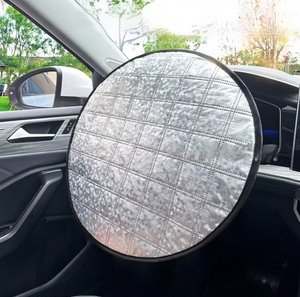 Pare-soleil pour <span class=keywords><strong>volant</strong></span> de voiture en aluminium à motif écossais, style minimaliste, à clipser, protection solaire intérieure, rideau rafraîchissant - Product Image 4
