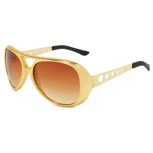 Заводская горячая Распродажа аксессуары для костюма на Хэллоуин Rockstar Ретро золотые знаменитости Elvis солнцезащитные очки