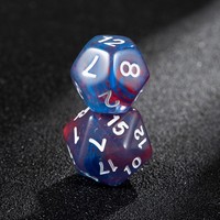 Jeu de dés polyédriques marbrés bleu-rouge éclatant pour le jeu de rôle D&D, numérotation blanche professionnelle, 7 pièces, dés en résine tourbillonnante Pro Hub