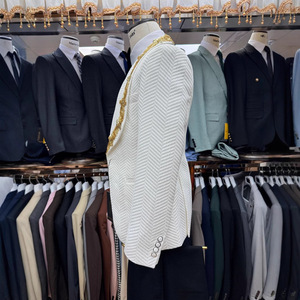 Elegante traje blanco <span class=keywords><strong>para</strong></span> hombre con bordado dorado, esmoquin de tres piezas <span class=keywords><strong>para</strong></span> boda - Product Image 3