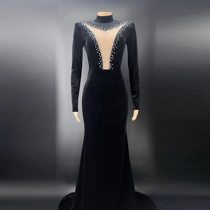 NOVANCE Y2272 حورية البحر فستان حفلة موسيقية هولاند خارج الظهر الماس المخلفات المخملية فساتين السهرة الفاخرة عيد ميلاد الملكة اللباس - Product Image 1