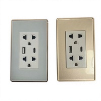 Prise US JoeySmart 16A AC avec ports USB-C et USB, en verre trempé, PD 20W, 120x72mm, verre et métal