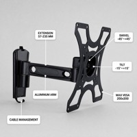 Support mural pour téléviseur DMP LCD2601 à mouvement complet, support pour moniteur VESA 200x200, 17-37 pouces, pivotant, inclinable, extension en aluminium