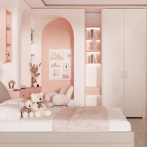 Armario de Dormitorio Moderno de Estilo Medieval Antiguo, Plegable, Extensible, Ecológico, de MDF Rosa, Mueble de Almacenamiento para Sala de Estar - Product Image 4