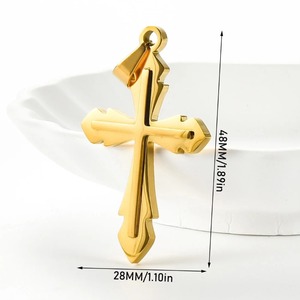 Collier pendentif croix unique en acier inoxydable, accessoire religieux chrétien pour femmes et hommes, chaîne, pendentifs, fabrication de bijoux DIY, cadeaux - Product Image 2