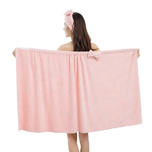 <strong>Pink</strong> Color <strong>Bath</strong> Wrap Head Band Microfiber <strong>Towel</strong> with Set for Sales - Product Image 3