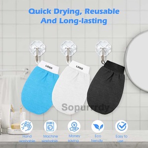 Custom Logo Bath <b>Gloves</b> - Gentle Skin Cleansing Bath <b>Gloves</b> Exfoliating Reusable Durable Ideal for Body Scrub and <b>Shower</b> Care - Product Image 2