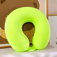 Oreiller de voyage ergonomique en mousse à mémoire de forme, couleur fluo, tissu coloré en option, cadeau promotionnel, oreiller de voyage tendance