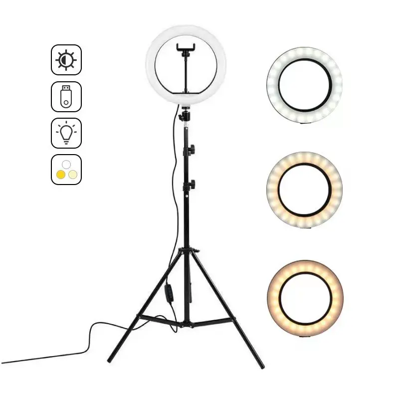 Rin glicht LED 3 Lichter Makeup Ring Lampe 10/12 Zoll mit Stativen Stand Selfie LED-Licht für Live-Video für alle Handys