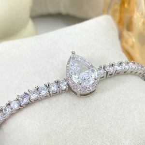 Fashion <b>Bracelets</b> 18K Gold Plated Bling CZ Zircon Trendy Waterdrop Tennis Chain <b>Bracelet</b> for <b>Women</b> - Product Image 6