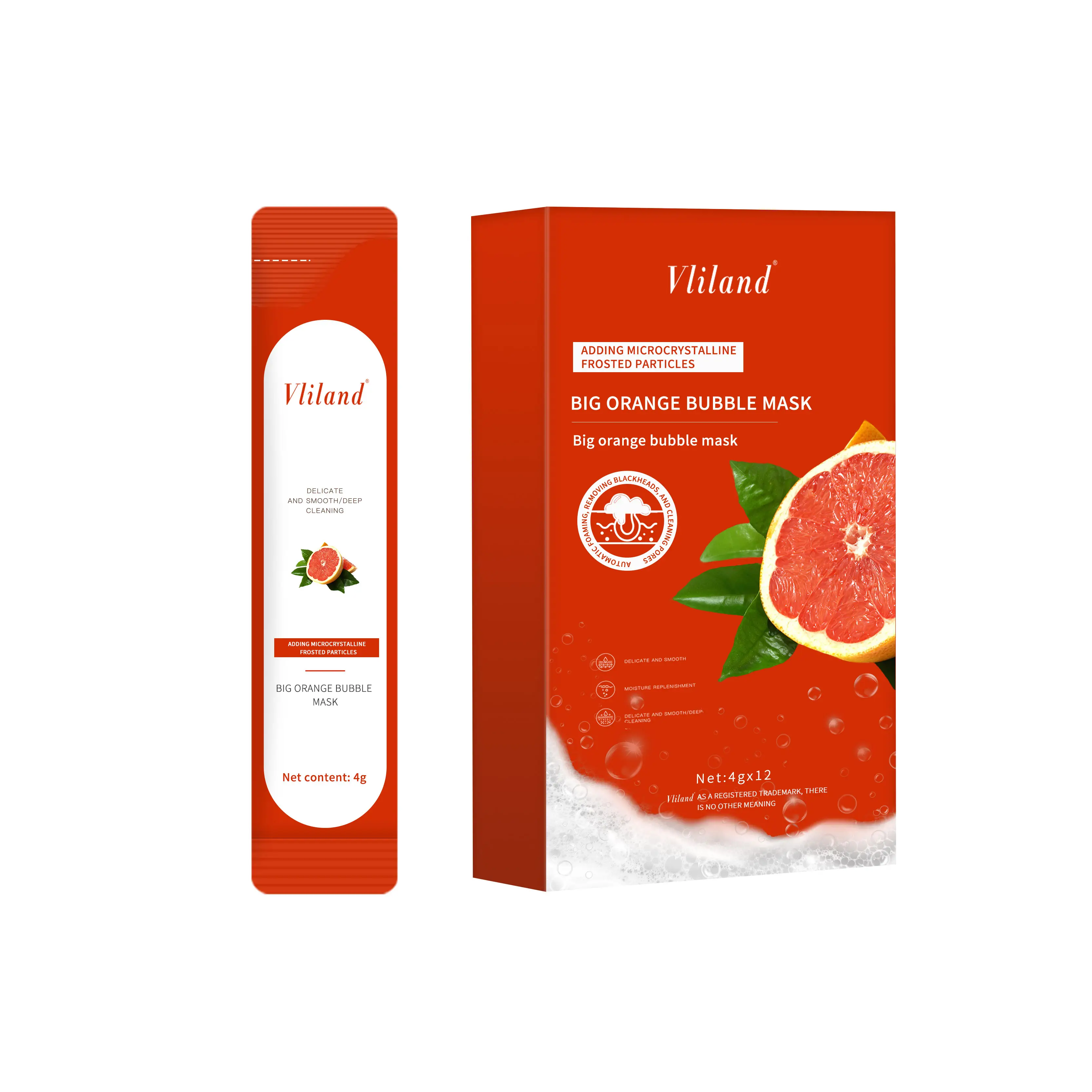 Nieuw Vocht Voedt Krimpporiën Whitening Gezichtsmasker Vitamine C Groot Rood Oranje Bubble Gezichtsmasker