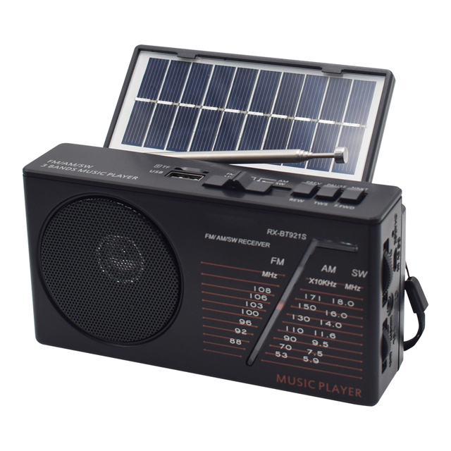Wholesale Low Price Solar Panel Retro Portable Radio AM/FM/SW1-2 4 Bands Radio With USB Music Player for Home and Outdoor