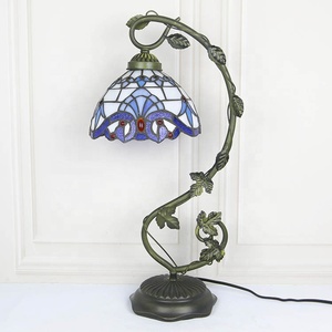 <span class=keywords><strong>Lampe</strong></span> de bureau méditerranéenne en verre teinté artisanal LongHuiJing, 8 pouces de haut, <span class=keywords><strong>lampe</strong></span> de table LED pour chambres à coucher - Product Image 5