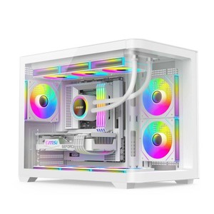 Gabinete Gaming M-ATX Blanco con Cristal Curvo, Compatible con <span class=keywords><strong>BTF</strong></span> 360, Refrigeración Líquida, Tipo_C, GPU de hasta 400 - Product Image 1