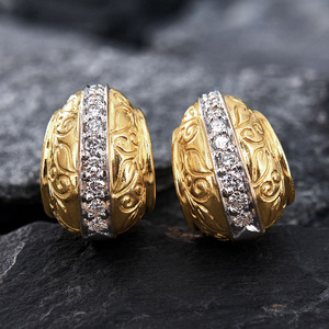 Orecchini a polsino a forma di C intagliati per donna, bicolore, vintage, per uso quotidiano, accessori per l'orecchio - Product Image 2