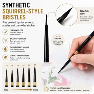 Kit de <span class=keywords><strong>peinture</strong></span> par numéros pour adultes, 6 pièces, ensemble de pinceaux à <span class=keywords><strong>peinture</strong></span> acrylique pour détails fins, pinceaux ronds pointus portables pour voyage - Product Image 6