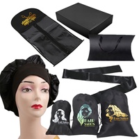 Shopping facile ici : Extensions de cheveux tissées sur mesure, 3 lots, sac en satin de soie, boîte oreiller, étiquette autocollante, ensembles d'emballage pour perruques