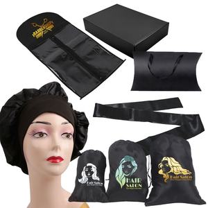 Shopping facile ici tissage personnalisé perruque extensions de cheveux 3 faisceaux Satin Soie Sac oreiller boîte étiquette autocollant Perruque ensembles d'emballage - Product Image 2