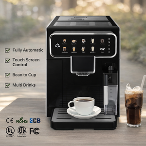 Cafetera Espresso Totalmente Automática de Acero Inoxidable con Pantalla Táctil, Cafetera Inteligente Comercial para el Hogar, Cafetera Espresso C - Product Image 1