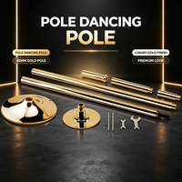 Barre de danse élégante dorée miroir 45 mm avec fonction 2-en-1 rotative et statique, barre de fitness sans oscillation pour la maison et la chambre