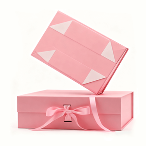 Custom Logo Quality Recyclable Rigid <b>Boxes</b> Pink Black Rectangle Shape <b>Magnetic</b> Art Paper Packaging Matt Lamination UV Coating - Product Image 2