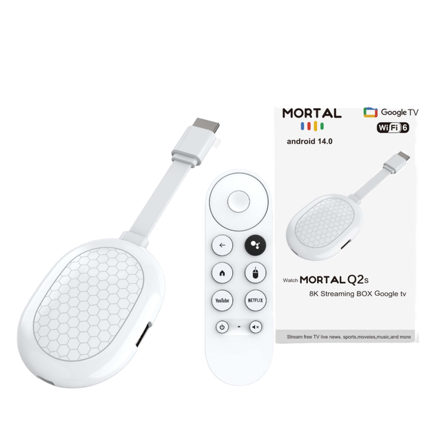 TV Stick 2025 NEWEST MORTAL Q2S Android 14.0 Allwinnerh313 Quad Core Tv Box Support Voice Control WIFI6 8K HDR 10+