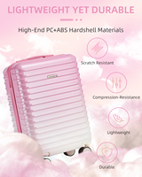 Valises à main légères et populaires Ensemble de bagages à roulettes rose dégradé ABS Sacs à bagages Girly Top 10 ensembles de bagages