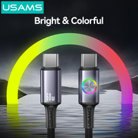 USAMS SJ752 PD 1.2M kabel Tipe c, kabel Data pengisi daya Cepat tipe-c ke tipe-c PD 60W untuk iphone 16 15 Pro Max