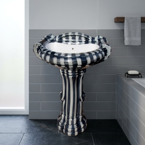 Hermoso Lavabo Rectangular Moderno de Cerámica Estilo Pedestal con Tapa de Granito para Baño de Hospital - Product Image 6