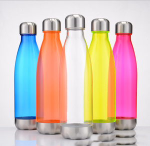 BSCI Audit Food Grade Safe BPA Free plastic Cola Shaped Bottle Reusable single wall plastic Water Bottle