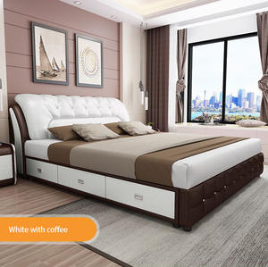 <span class=keywords><strong>Cama</strong></span> de tamaño Queen de cuero Simple moderna de lujo ligero marco de madera suave con cajón de almacenamiento para juego de muebles de dormitorio de Hotel - Product Image 3