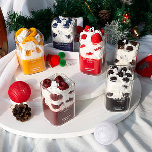 Bougie parfumée de forme fruitée de style crème glacée d'anniversaire bougie de gâteau au chocolat fraise avec pot en verre aromathérapie de festival - Product Image 6