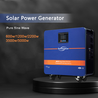 Système d'Énergie Solaire Monocristallin MPPT Tout-en-Un Hors Réseau 1kW 2000W avec Onduleur à Onde Sinusoïdale Pure pour Usage Domestique