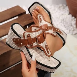 Sandalias Deportivas de Tacón <span class=keywords><strong>Medio</strong></span> y Punta Abierta para <span class=keywords><strong>Mujer</strong></span>, <span class=keywords><strong>Zapatos</strong></span> Casuales con Suela Gruesa y Función de Aumento de Altura - Product Image 3