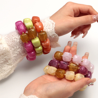 Nouveaux Bracelets Élastiques d'Été Colorés Effet Marbre CCB Or Perles Carrées Mélangées Géométriques Faits Main pour Femme