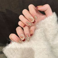 Design # 2782 Faux ongles à presser, strass 3D, effet œil de chat, forme cercueil courte, 10 pièces, vente en gros, motif serpent, en acrylique faits main