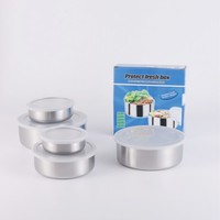 Nouveau arrivé 5 pièces en acier inoxydable couleur prix bas promotion cadeau garder frais couvercle rond boîte alimentaire emballage conteneurs de stockage ensemble