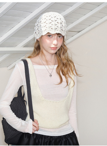 2025 nuevo gorro de ganchillo de lana 100% <span class=keywords><strong>para</strong></span> <span class=keywords><strong>mujer</strong></span>, diseño de encaje calado, gorro de calavera de punto de moda <span class=keywords><strong>para</strong></span> Otoño Invierno - Product Image 4