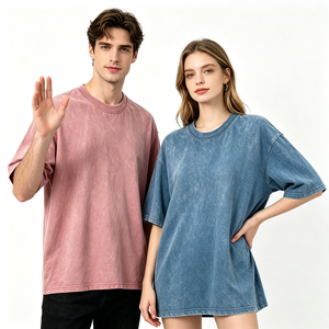 Camiseta de Cuello Redondo Extra Grande de Algodón con Lavado Ácido Estilo Retro para Hombre, Color Personalizado, Calidad Premium, Hombros Caídos - Product Image 2