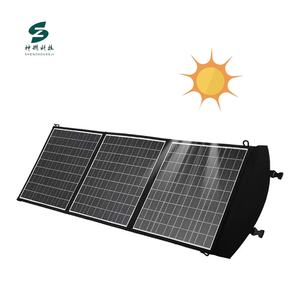 Panneau solaire portable pliable 75W 900D étanche pour l'extérieur, alimentation mobile avec éclairage LED 3 cellules pour appareils mobiles - Product Image 1