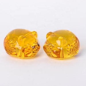 Qipao — <span class=keywords><strong>cochon</strong></span> en verre cristal de petite taille, ornement feng shui de couleur or, décoration de chambre à coucher, artisanat en cristal, cadeaux d'anniversaire pour enfants - Product Image 4
