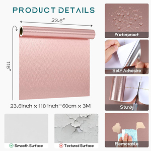 <span class=keywords><strong>Papel</strong></span> Adhesivo Metálico Color Oro Rosa ORON, <span class=keywords><strong>Papel</strong></span> de Pared Autoadhesivo, Decoración del Hogar DIY, Rollo de <span class=keywords><strong>Papel</strong></span> de Pared Desprendible y Pegable <span class=keywords><strong>para</strong></span> Refrigerador - Product Image 6