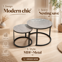 Table basse moderne minimaliste de luxe de haute qualité, ronde, 2 pièces, plateau en pierre frittée, meubles de salon, maison, hôtel