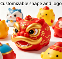 Balle anti-stress en mousse PU personnalisée avec logo, forme de lion porte-bonheur traditionnel, jouet sensoriel à presser pour soulager le stress