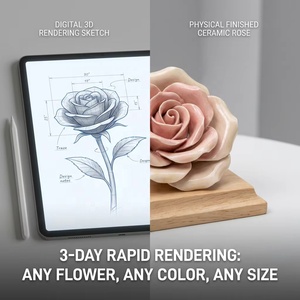 <span class=keywords><strong>Fleur</strong></span> commémorative de dahlia en céramique de style européen américain fabriquée à la main ODM mémorial en céramique Durable personnalisé pour animaux de compagnie fournitures funéraires - Product Image 3